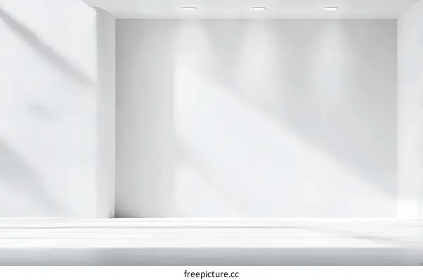 Empty White Room with Sunlight and Shadows