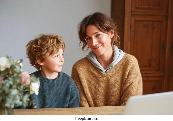 Mother and Son Bonding at Home