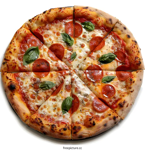 Delicious Pepperoni Pizza with Basil