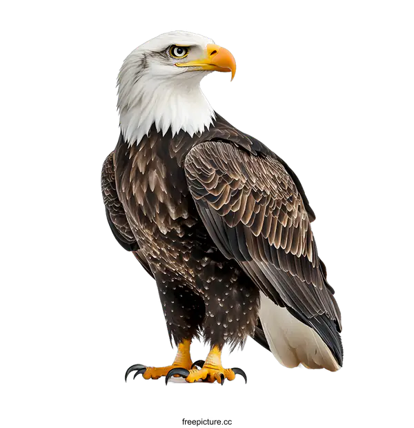 [Transparent Background PNG]Bald Eagle Standing on White Background