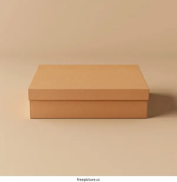 Light brown cardboard box on light brown background