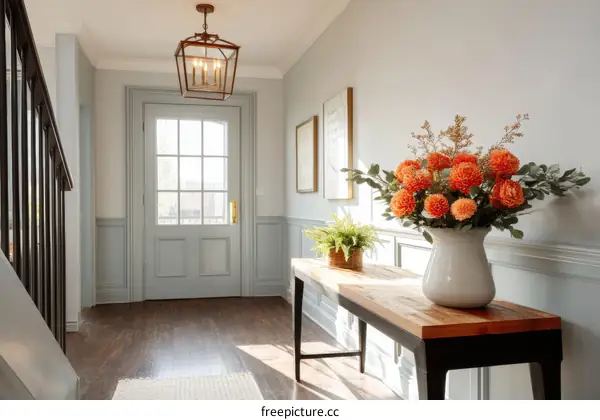 Elegant Entryway with Warm Decor