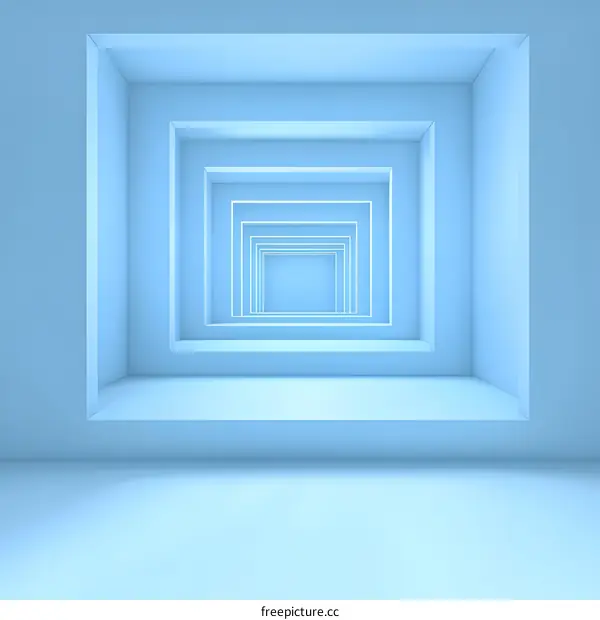 Abstract Blue Minimalist Square Tunnel Background