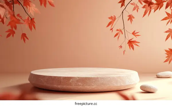 Autumnal Display Podium with Maple Leaves
