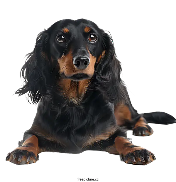 [Transparent Background PNG]Black and Tan Dachshund Portrait