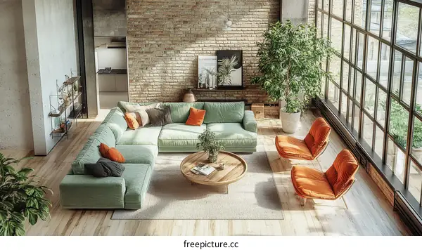 Modern Industrial Loft Living Room Design