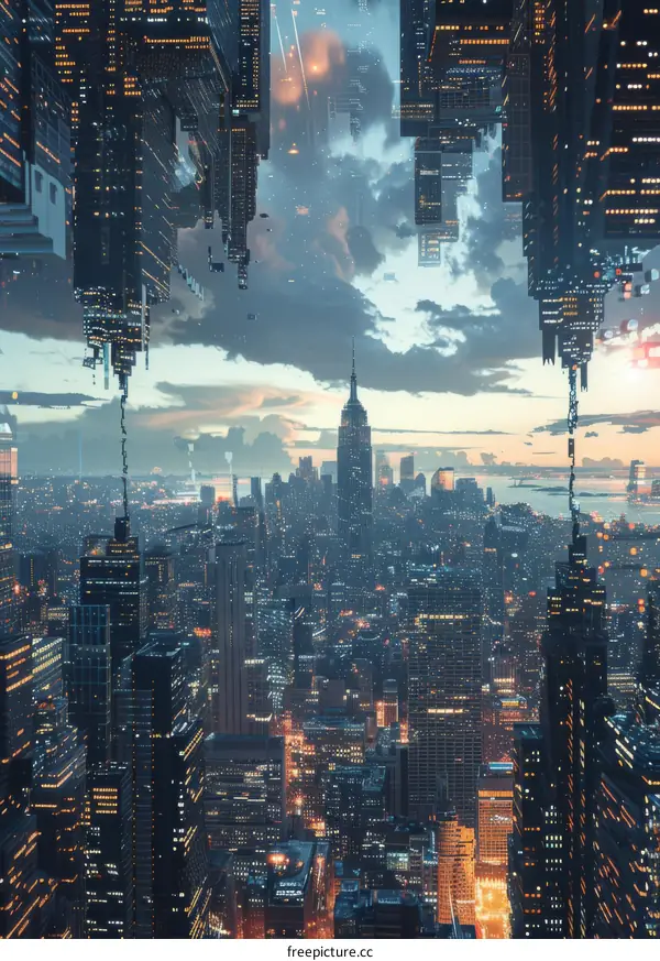 Inverted Metropolis Cityscape Illustration