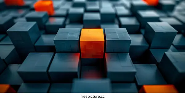 Blue and Orange Cubes 3D Background