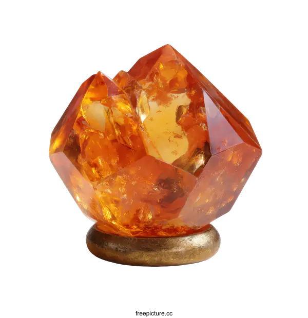 [Transparent Background PNG]Orange Crystal Gemstone on Stand