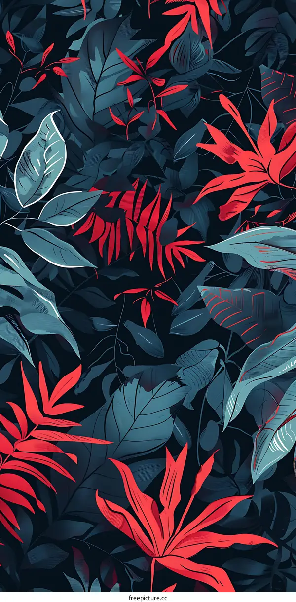 Tropical Leaves Pattern Digital Illustration
