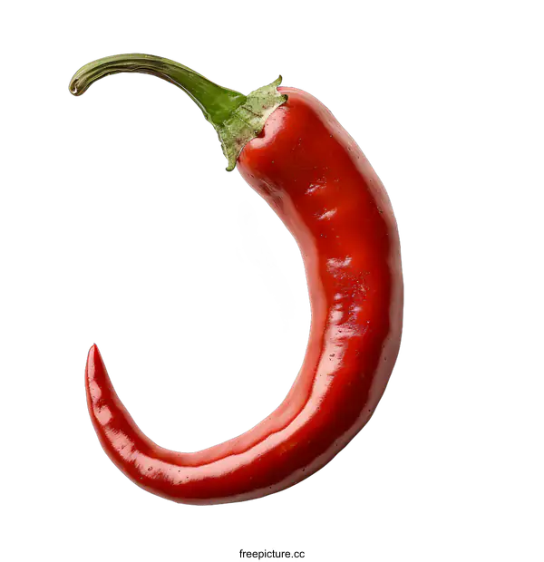 [Transparent Background PNG]Single red hot chili pepper on white background
