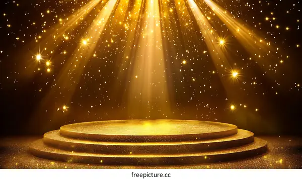 Golden Stage Background with Sparkling Lights