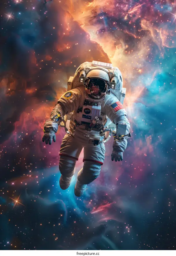 Astronaut Spacewalk:  Floating in the Vastness of Space