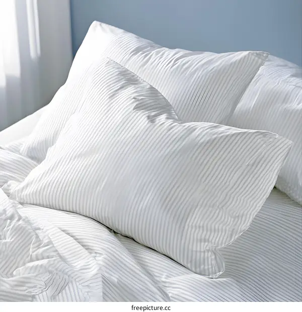 White Striped Bed Pillows