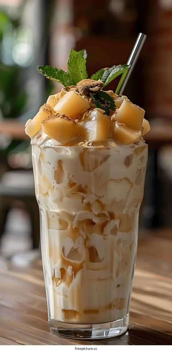 Delicious ice cream shake dessert in glass