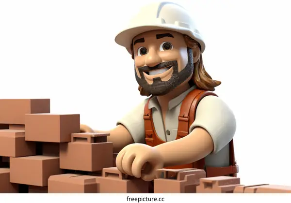 builder constructs brick wall