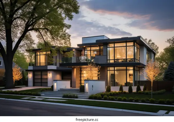 A Modern House Exterior With Large Windows and a Flat Roof