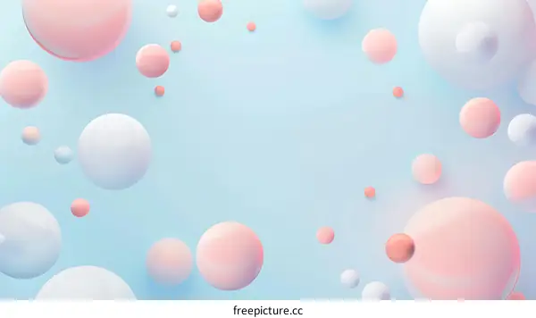 Abstract Pastel Pink and Blue Background with Floating Spheres