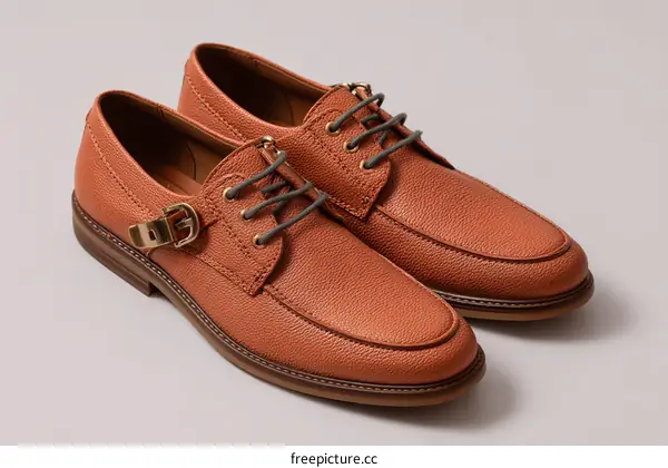 Pair of Stylish Light Brown Leather Shoes