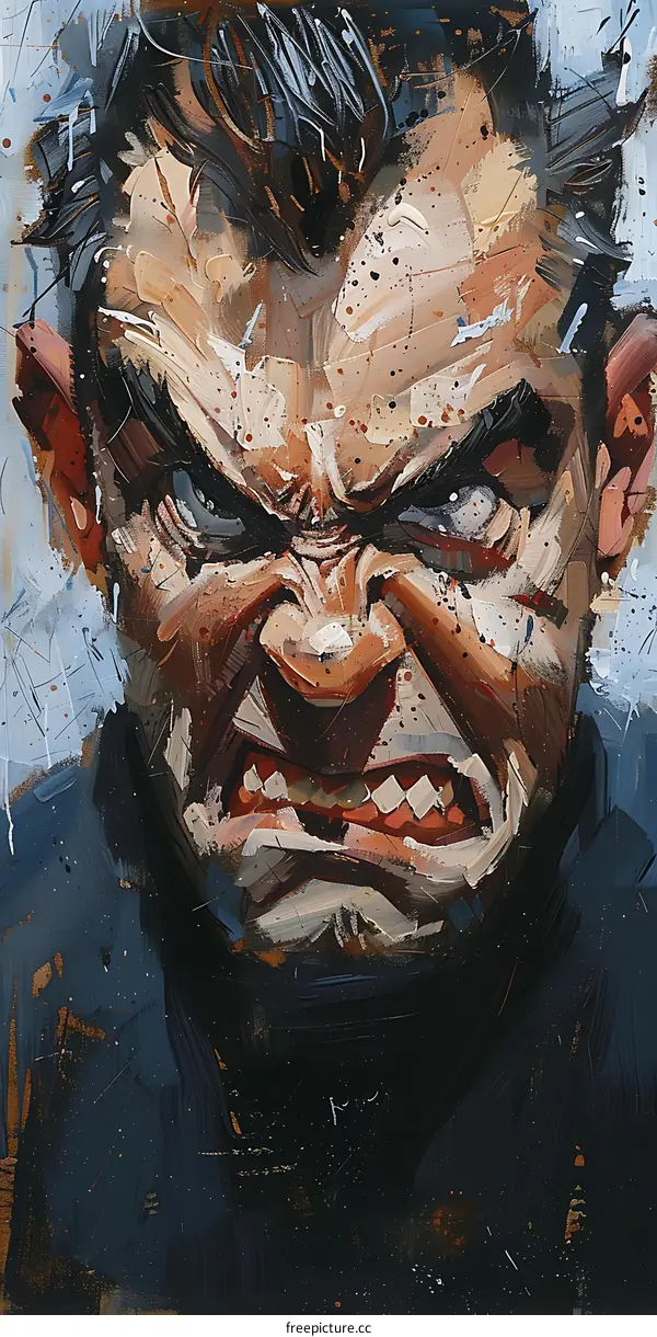 Angry Male Portrait Abstract Art Painting