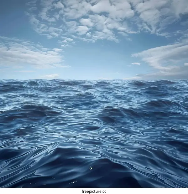 An illustration of the surface of the ocean with the sky above