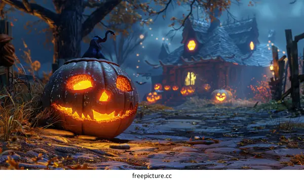 Spooky Halloween Pumpkin Carving in the Dark of Night