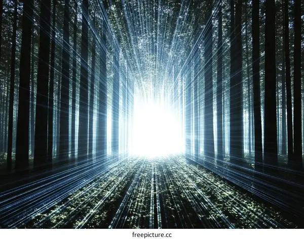 Mystical Forest Pathway Radiating Light