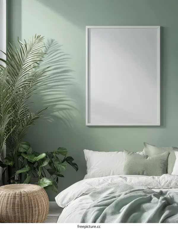 Modern Bedroom Mockup with Empty Frame