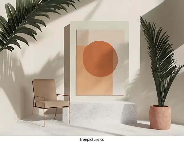 Abstract Circle Art Minimalist Living Room Interior Design