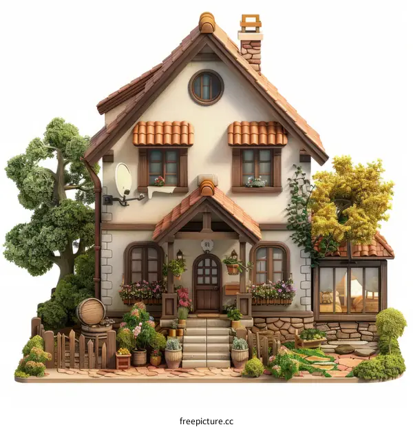 Charming European Style House with a Lush Garden