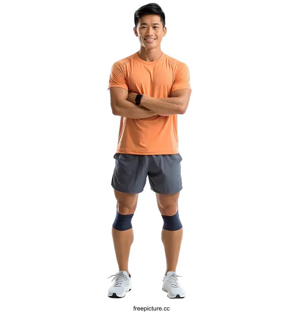 [Transparent Background PNG]Portrait of a Fit Young Asian Man in Sportswear