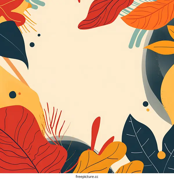 Abstract Floral Design With Leaves Background