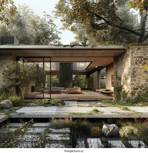 Modern House Nestled in Lush Greenery