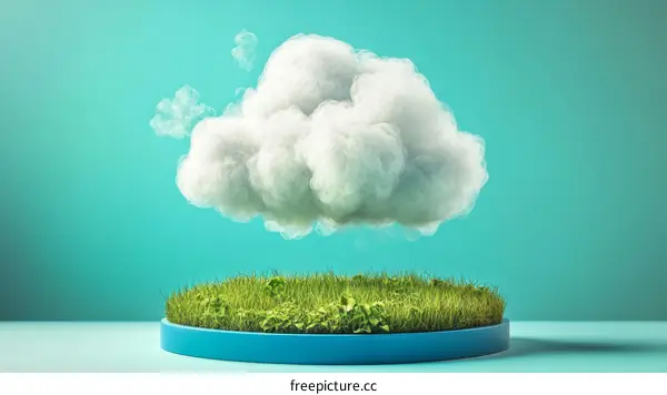 Cloud on a Grassy Island Illustration