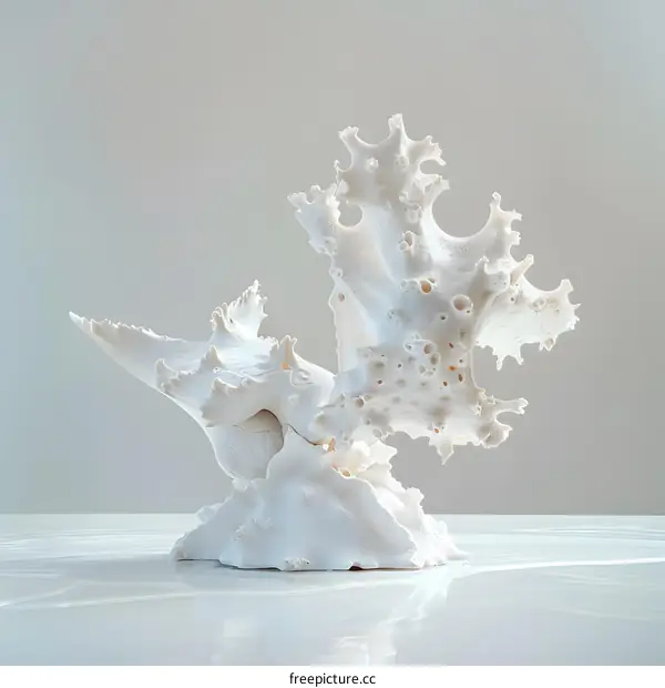 White coral sculpture on white background