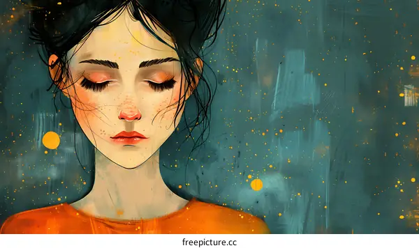 portrait of a young girl with freckles and dark hair