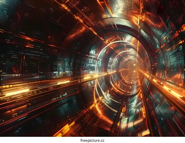 Orange and Blue Futuristic Tunnel