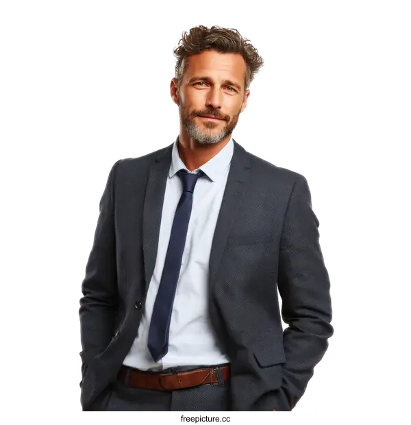 [Transparent Background PNG]Confident Caucasian Businessman Portrait