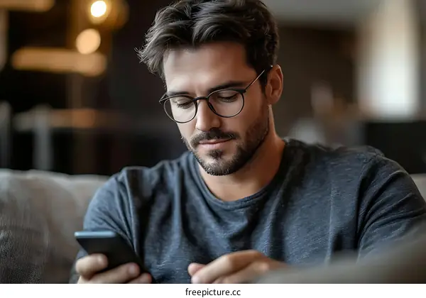 Close Up Man Using Smartphone
