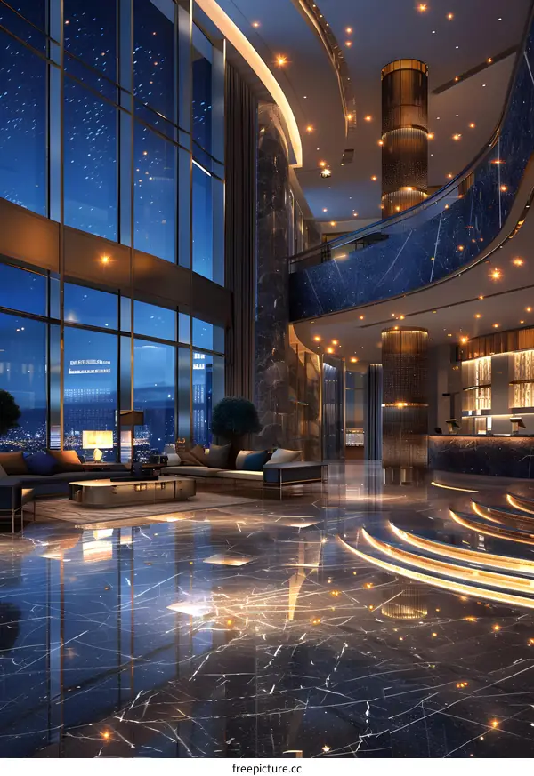 The magnificent hotel lobby