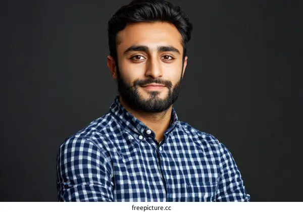 Close Up Portrait of a Man with a Bearded Face