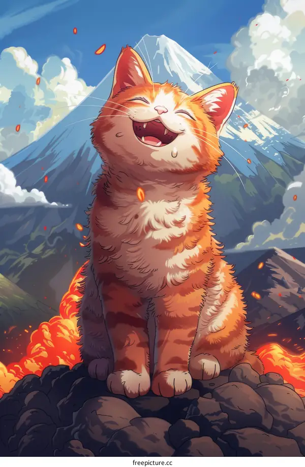 Cat on a Volcanic Rock