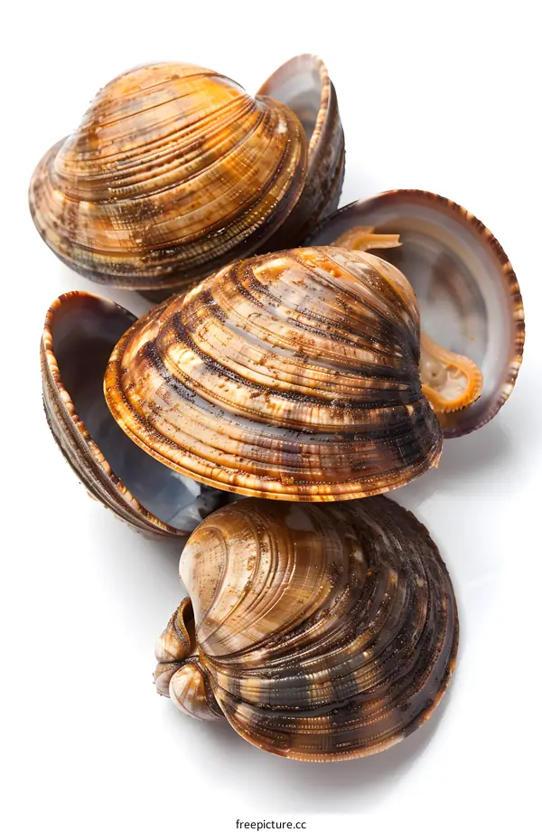 Fresh clams on a white background