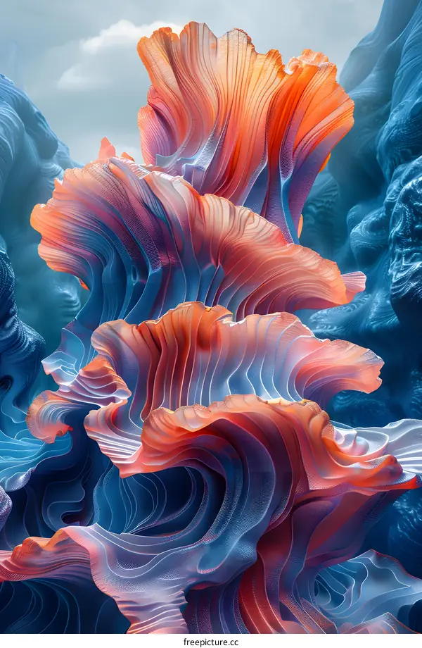 Colorful 3D rendered coral reef