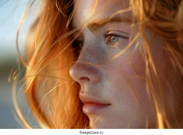Close Up Portrait of a Young Woman With Red Hair