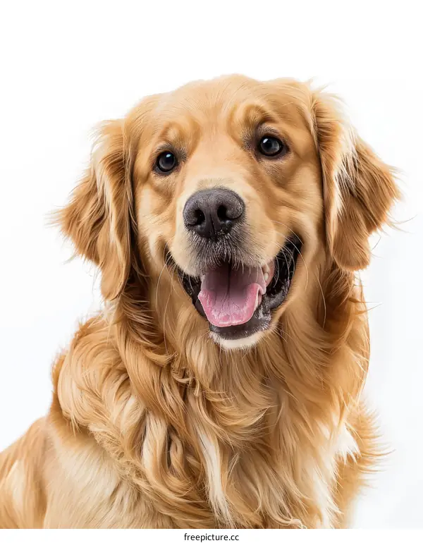 A golden retriever dog with a happy expression on its face