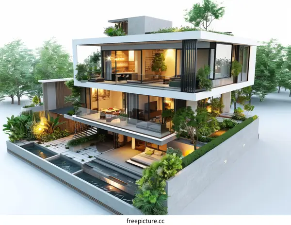 Modern Villa with Minimalist Courtyard