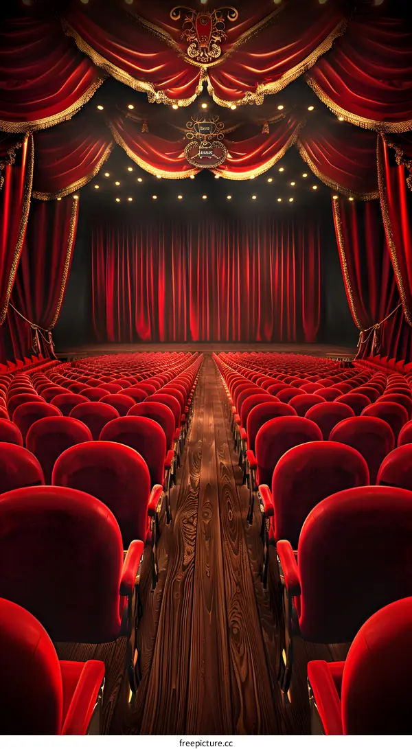 Red Velvet Theater Stage Curtains and Seats