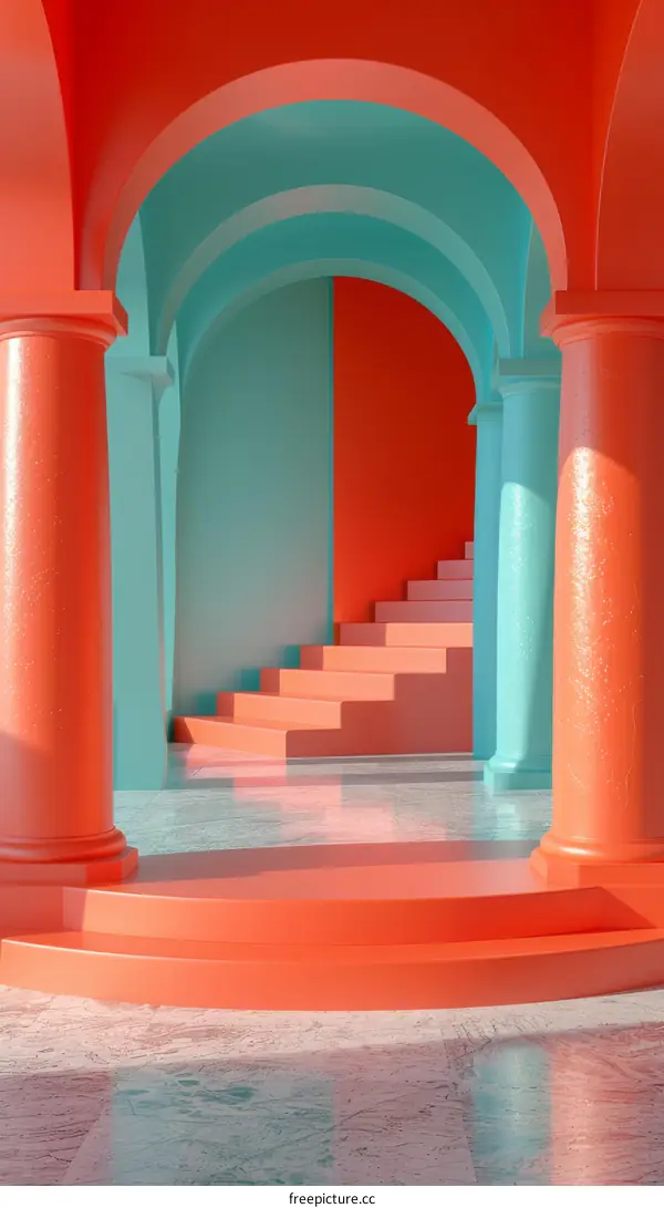 Colorful Archway Architectural Illustration