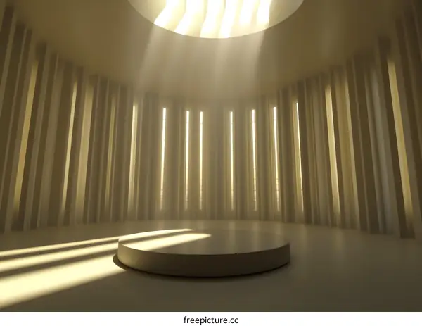 Empty Circular Room With Light Shining From Above